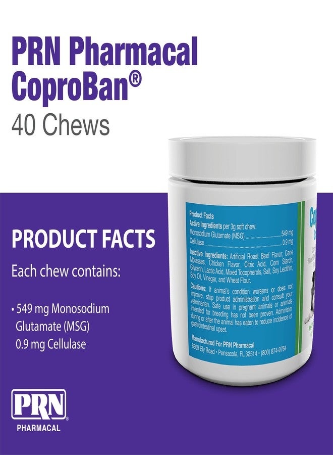 PRN Pharmacal CoproBan Anti-Coprophagia Soft Chews, Roast Beef Flavor - Coprophagia Stool Eating Deterrent Chewable Tablets for Dogs & Cats - Prevent Dog from Eating Poop - 40-Count - Image 2